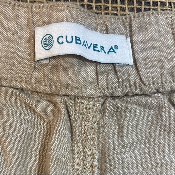 Cubavera Linen Blend Tan Shorts, Size XL, Elastic Drawstring Waist, Pockets - Picture 3 of 5